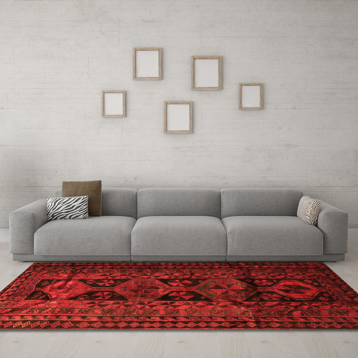 Machine Washable Persian Orange Traditional Area Rugs in a Living Room, wshtr1349org