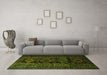 Machine Washable Persian Green Traditional Area Rugs in a Living Room,, wshtr1349grn