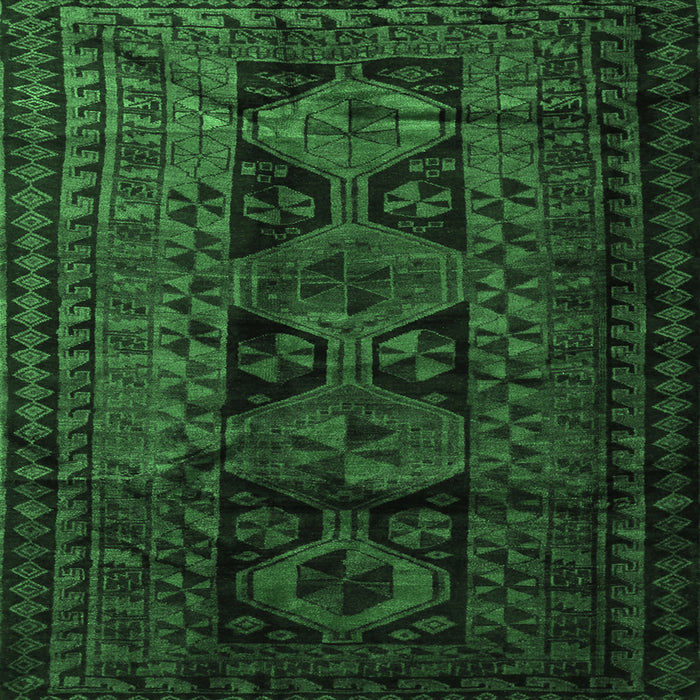 Square Machine Washable Persian Emerald Green Traditional Area Rugs, wshtr1349emgrn