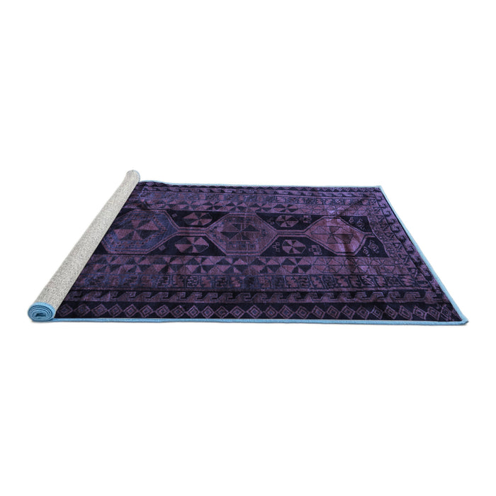 Sideview of Machine Washable Persian Blue Traditional Rug, wshtr1349blu