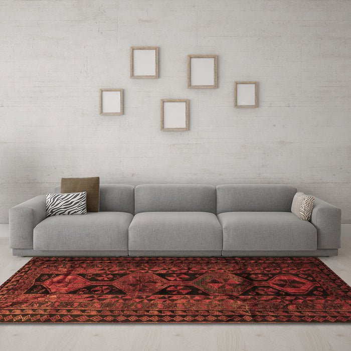 Machine Washable Persian Brown Traditional Rug in a Living Room,, wshtr1349brn