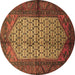 Round Machine Washable Persian Brown Traditional Rug, wshtr134brn