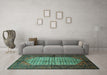 Machine Washable Persian Turquoise Traditional Area Rugs in a Living Room,, wshtr134turq