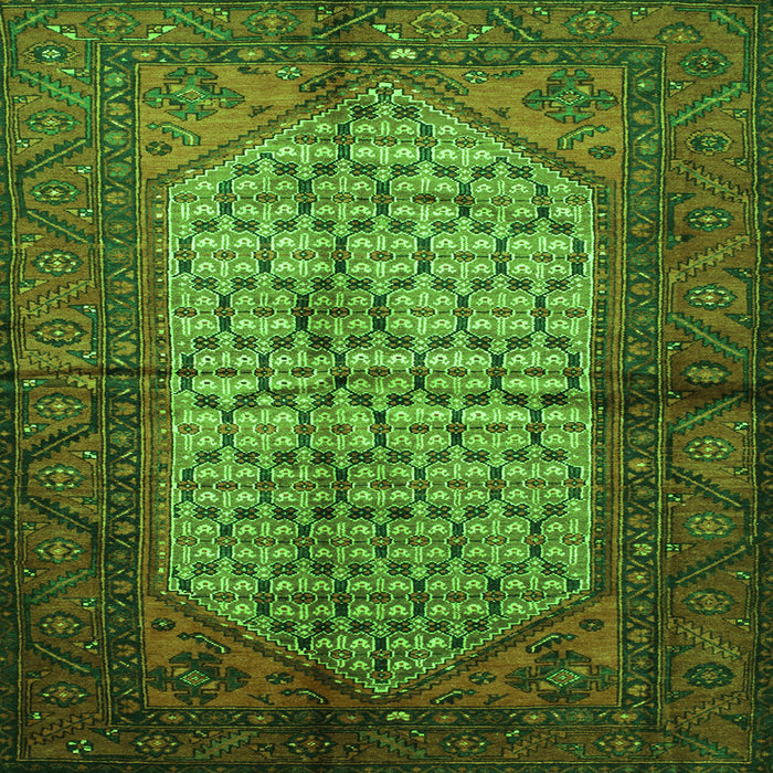 Round Machine Washable Persian Green Traditional Area Rugs, wshtr134grn