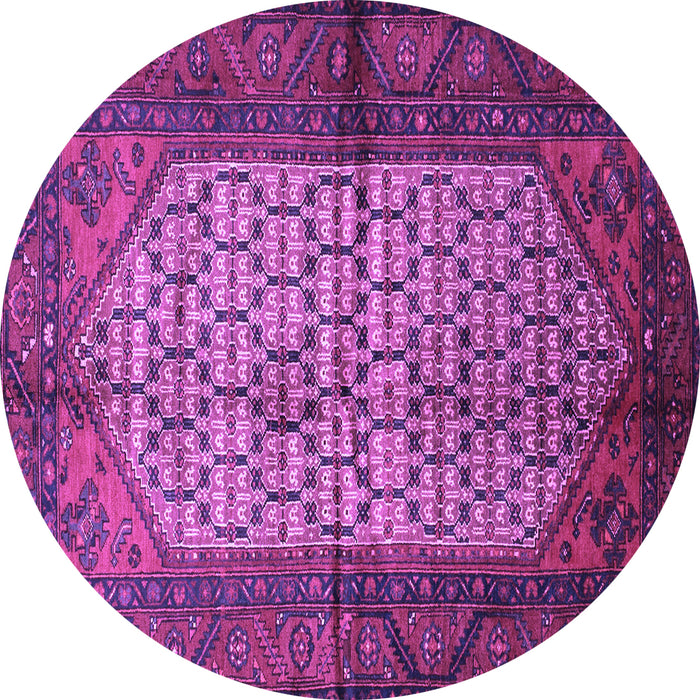 Round Machine Washable Persian Purple Traditional Area Rugs, wshtr134pur