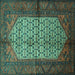 Square Machine Washable Persian Turquoise Traditional Area Rugs, wshtr134turq