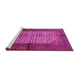 Sideview of Machine Washable Persian Pink Traditional Rug, wshtr134pnk