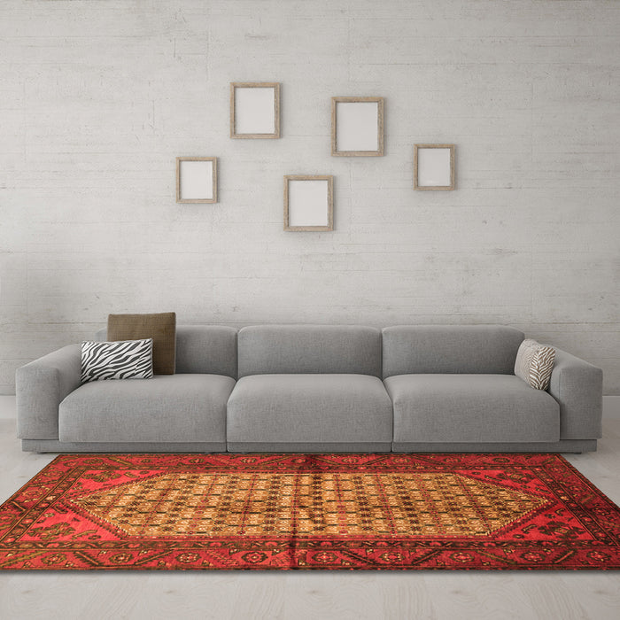 Machine Washable Persian Orange Traditional Area Rugs in a Living Room, wshtr134org