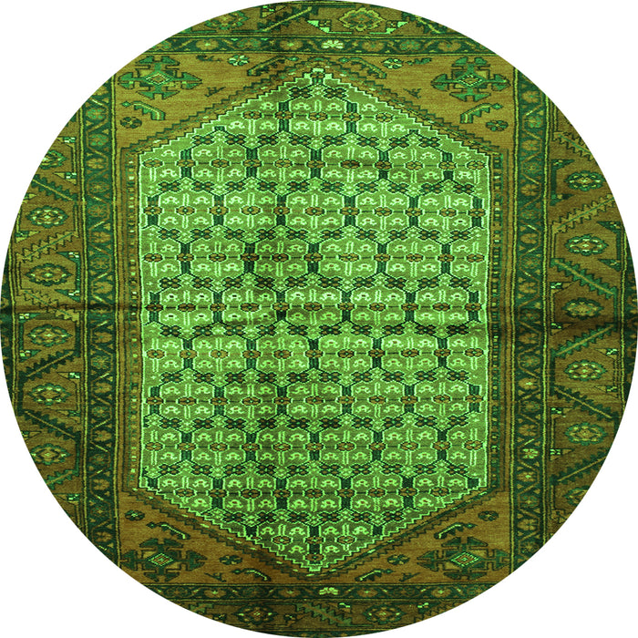 Square Persian Green Traditional Rug, tr134grn