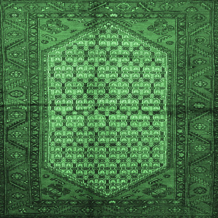 Square Machine Washable Persian Emerald Green Traditional Area Rugs, wshtr134emgrn