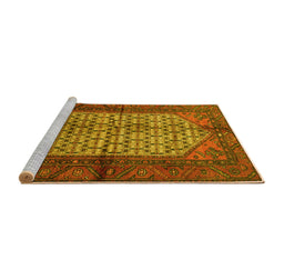 Sideview of Machine Washable Persian Yellow Traditional Rug, wshtr134yw