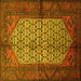 Square Persian Yellow Traditional Rug, tr134yw