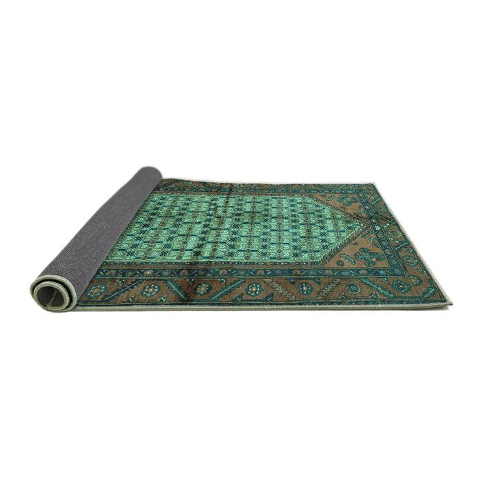 Sideview of Persian Turquoise Traditional Rug, tr134turq