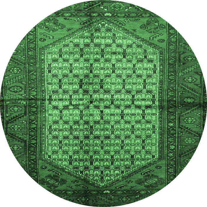 Round Persian Emerald Green Traditional Rug, tr134emgrn