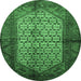 Round Persian Emerald Green Traditional Rug, tr134emgrn