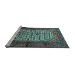 Sideview of Machine Washable Persian Light Blue Traditional Rug, wshtr134lblu