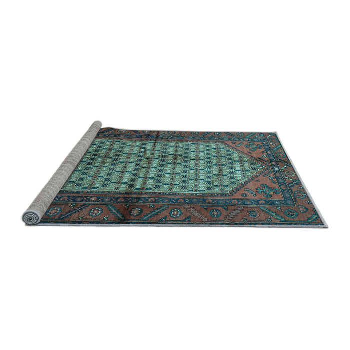 Sideview of Machine Washable Persian Light Blue Traditional Rug, wshtr134lblu