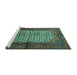 Sideview of Machine Washable Persian Turquoise Traditional Area Rugs, wshtr134turq