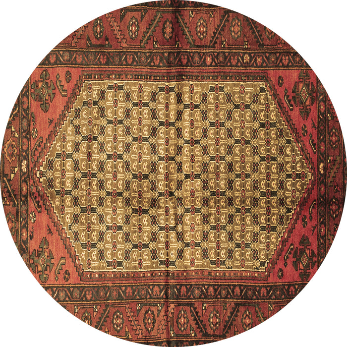 Round Persian Brown Traditional Rug, tr134brn