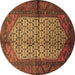 Round Persian Brown Traditional Rug, tr134brn