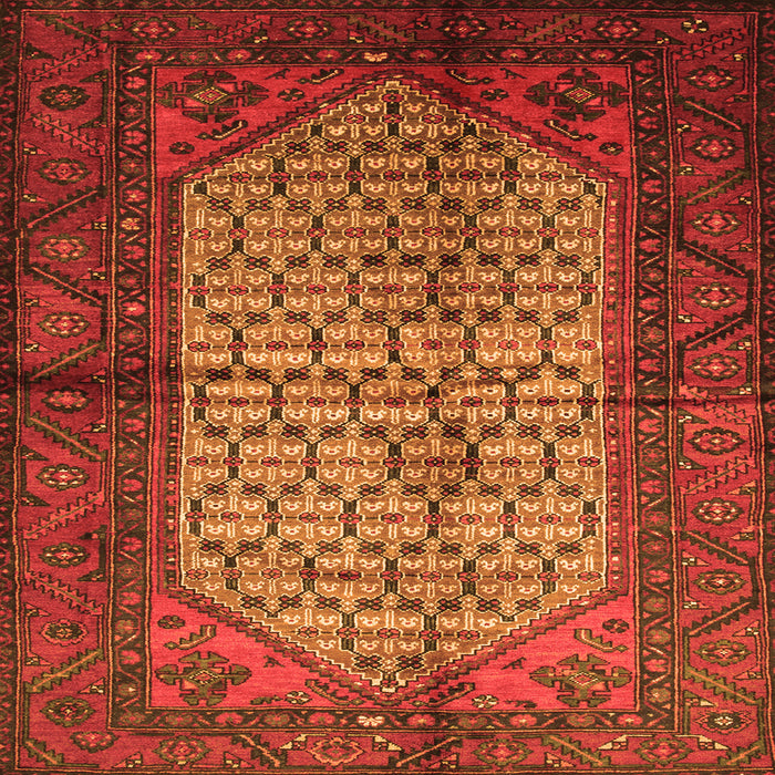 Round Machine Washable Persian Orange Traditional Area Rugs, wshtr134org