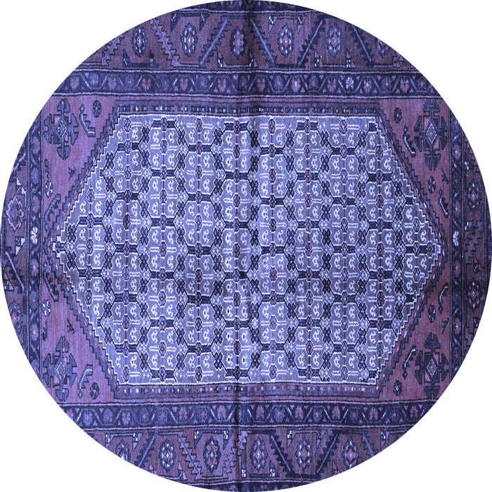 Round Machine Washable Persian Blue Traditional Rug, wshtr134blu