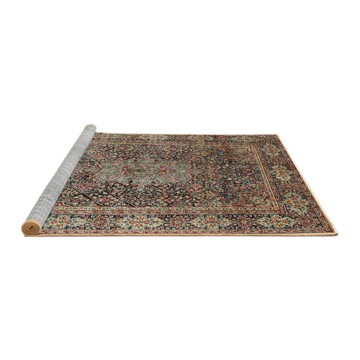 Sideview of Machine Washable Traditional Camel Brown Rug, wshtr135