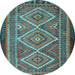 Round Persian Light Blue Traditional Rug, tr1350lblu