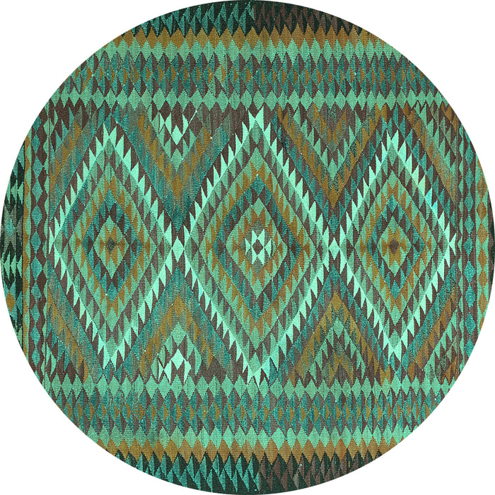 Round Persian Turquoise Traditional Rug, tr1350turq
