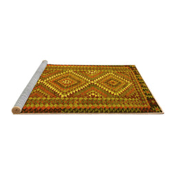 Sideview of Machine Washable Persian Yellow Traditional Rug, wshtr1350yw