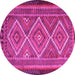 Round Machine Washable Persian Pink Traditional Rug, wshtr1350pnk