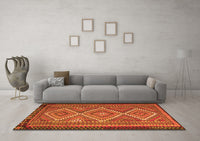 Machine Washable Persian Orange Traditional Rug, wshtr1350org