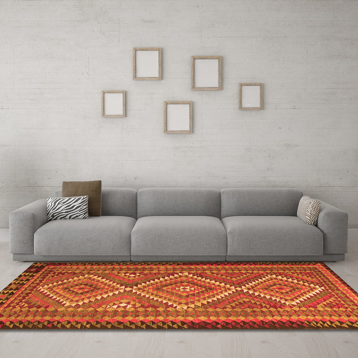 Machine Washable Persian Orange Traditional Area Rugs in a Living Room, wshtr1350org