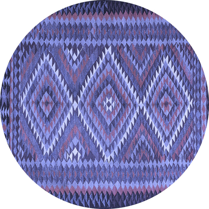 Round Machine Washable Persian Blue Traditional Rug, wshtr1350blu