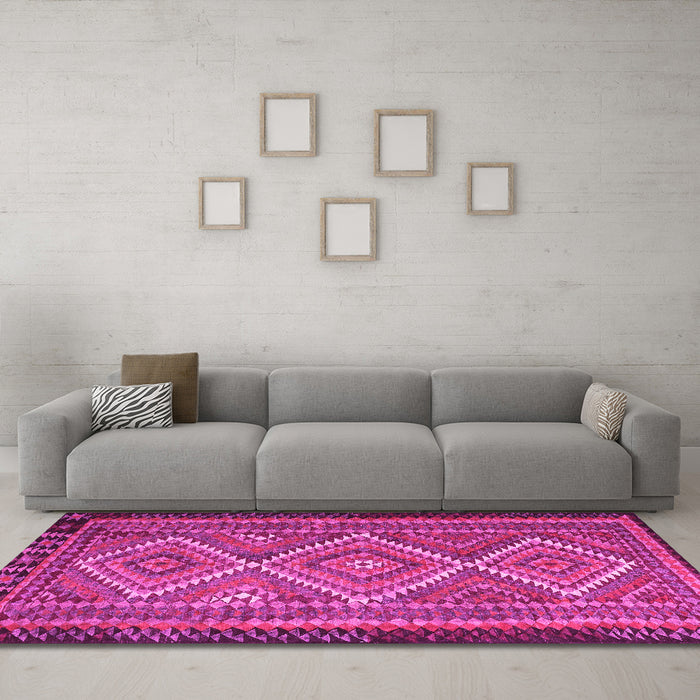 Machine Washable Persian Pink Traditional Rug in a Living Room, wshtr1350pnk
