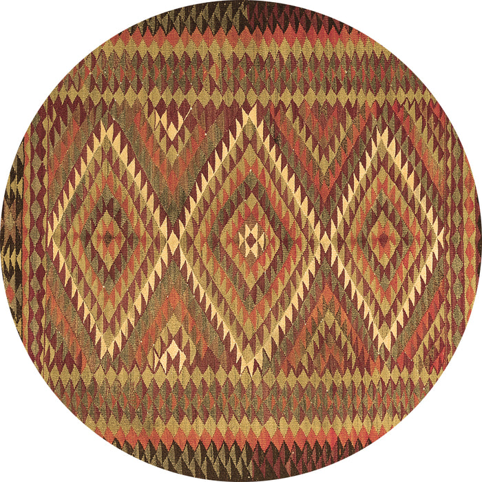 Round Persian Brown Traditional Rug, tr1350brn