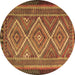 Round Machine Washable Persian Brown Traditional Rug, wshtr1350brn