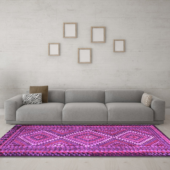 Machine Washable Persian Purple Traditional Area Rugs in a Living Room, wshtr1350pur