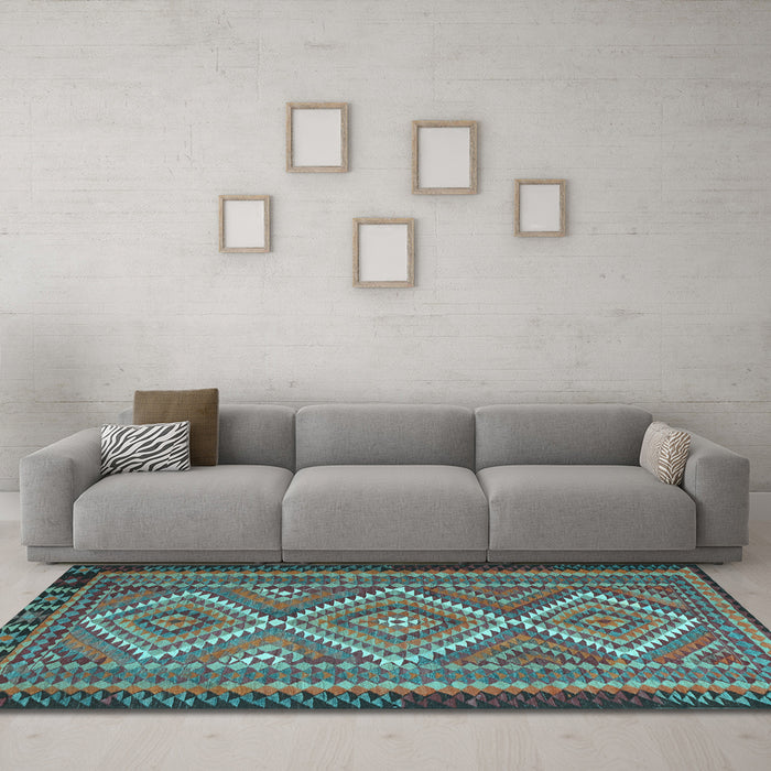 Machine Washable Persian Light Blue Traditional Rug in a Living Room, wshtr1350lblu