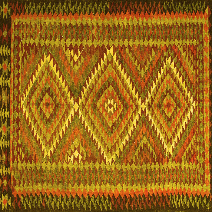 Square Machine Washable Persian Yellow Traditional Rug, wshtr1350yw