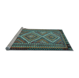 Sideview of Machine Washable Persian Light Blue Traditional Rug, wshtr1350lblu