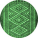 Round Machine Washable Persian Emerald Green Traditional Area Rugs, wshtr1350emgrn