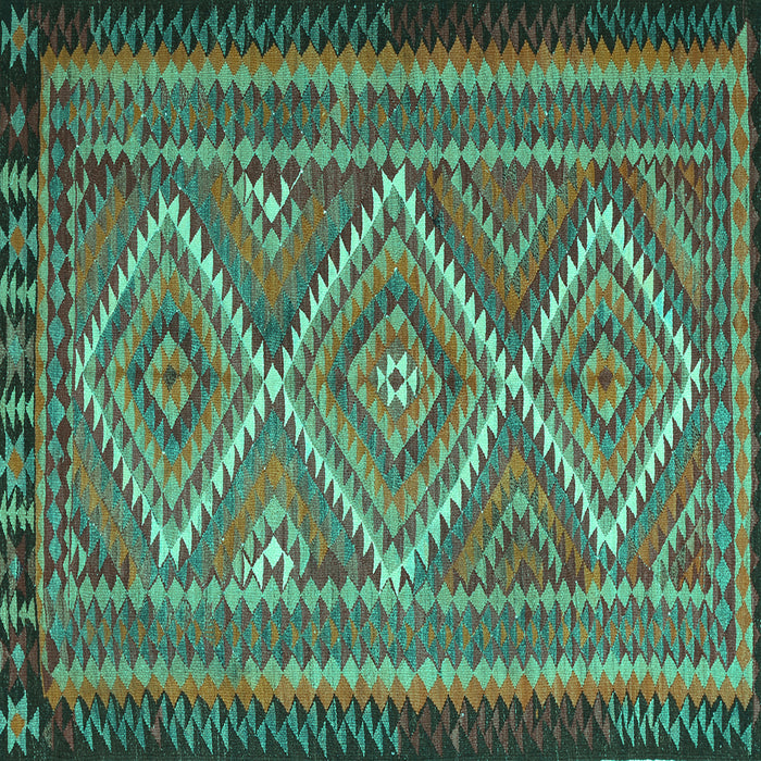 Square Machine Washable Persian Turquoise Traditional Area Rugs, wshtr1350turq