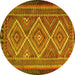 Round Persian Yellow Traditional Rug, tr1350yw