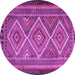 Round Machine Washable Persian Purple Traditional Area Rugs, wshtr1350pur