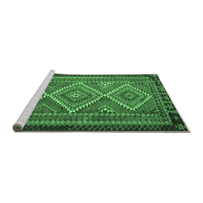 Sideview of Machine Washable Persian Emerald Green Traditional Area Rugs, wshtr1350emgrn