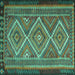 Square Persian Turquoise Traditional Rug, tr1350turq
