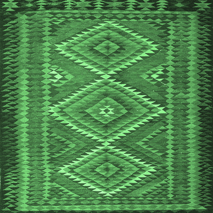 Square Machine Washable Persian Emerald Green Traditional Area Rugs, wshtr1350emgrn