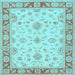 Square Machine Washable Oriental Light Blue Traditional Rug, wshtr1351lblu