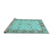 Sideview of Machine Washable Oriental Light Blue Traditional Rug, wshtr1351lblu